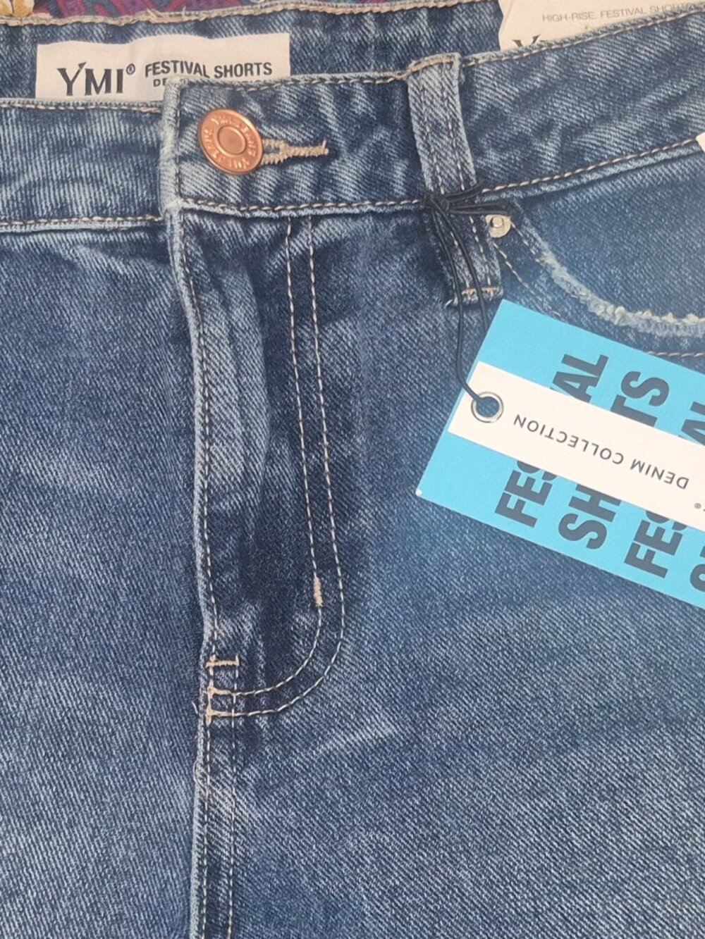 YMI Ladie's distressed denim shorts, in size 5 (28" waist) NWT
